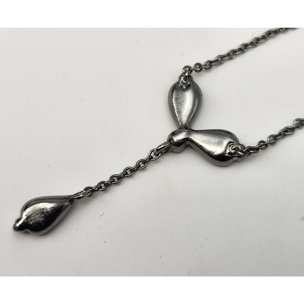 Christian Dior CD Logo Crystal Silver Tone Pendant Necklace 18''L - Picture 7 of 9